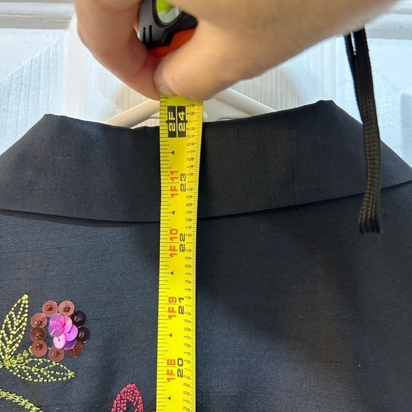 Women's 100% Silk Blazer Vintage Floral Embroidered W/ Sequins Fully Lined Sz 14 - Picture 9 of 9